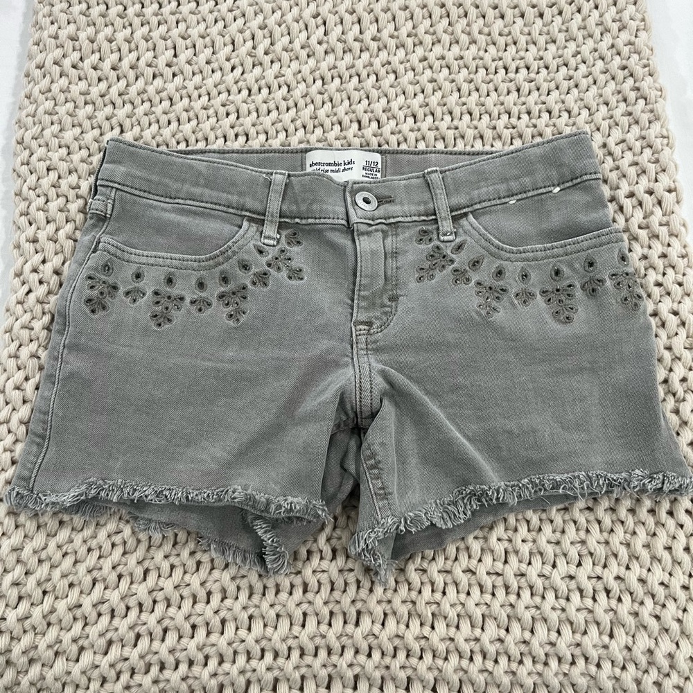 Abercrombie Kids Gray Distressed Shorts